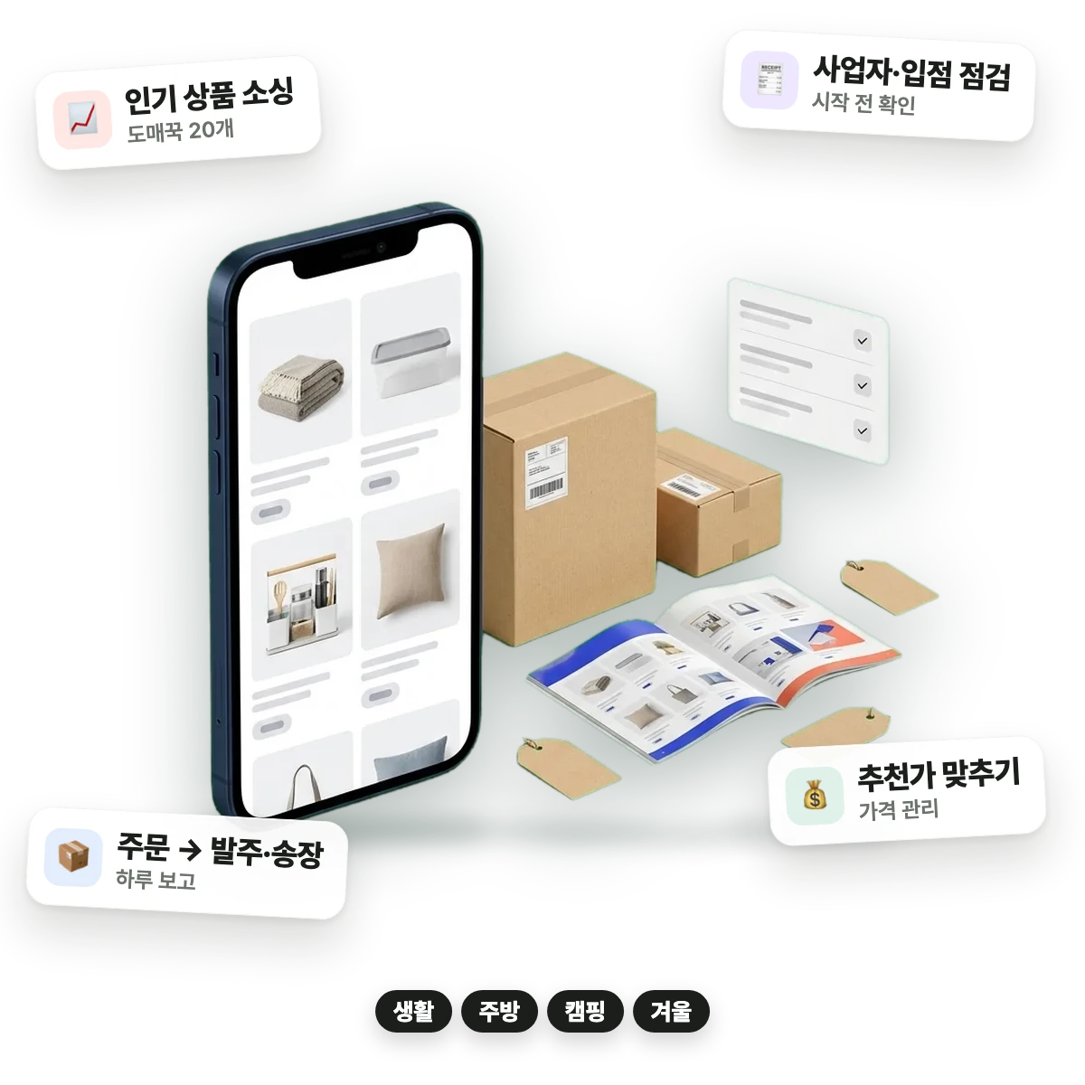 토스쇼핑 위탁판매 자동화 제작 결과를 표현한 패키지 예시 이미지