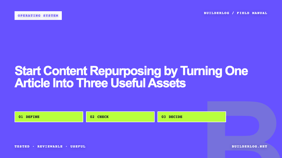 Start Content Repurposing by Turning One Article Into Three Useful Assets