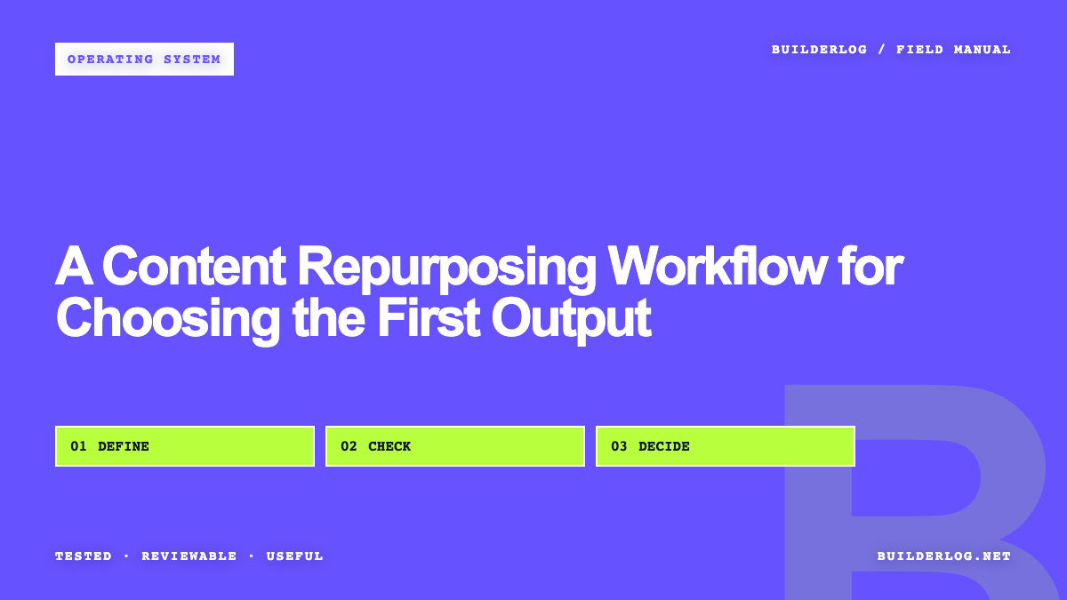 A Content Repurposing Workflow for Choosing the First Output