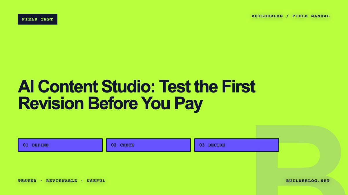 AI Content Studio: Test the First Revision Before You Pay