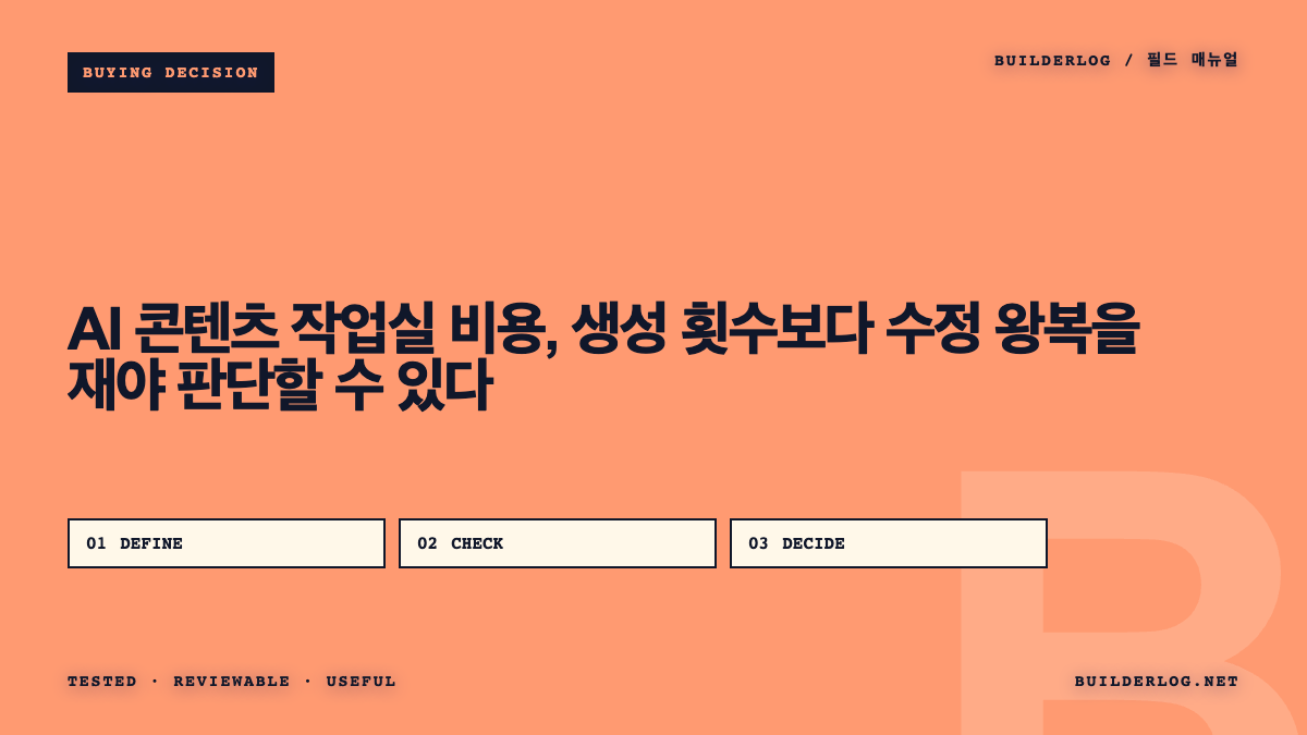 AI 콘텐츠 작업실 비용, 생성 횟수보다 수정 왕복을 재야 판단할 수 있다