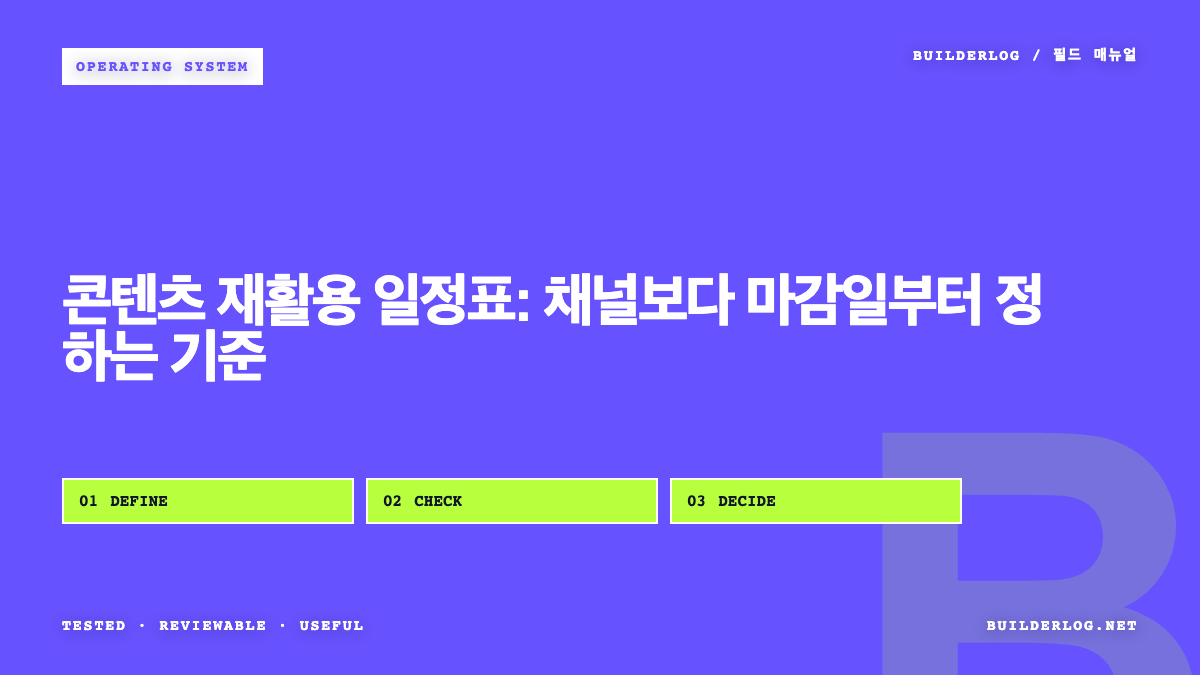 콘텐츠 재활용 일정표: 채널보다 마감일부터 정하는 기준