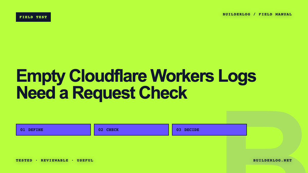 Empty Cloudflare Workers Logs Need a Request Check