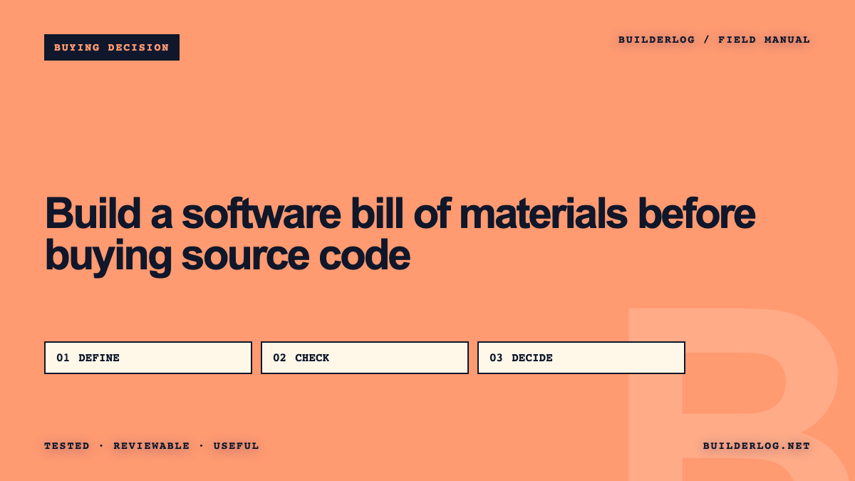 Build a software bill of materials before buying source code