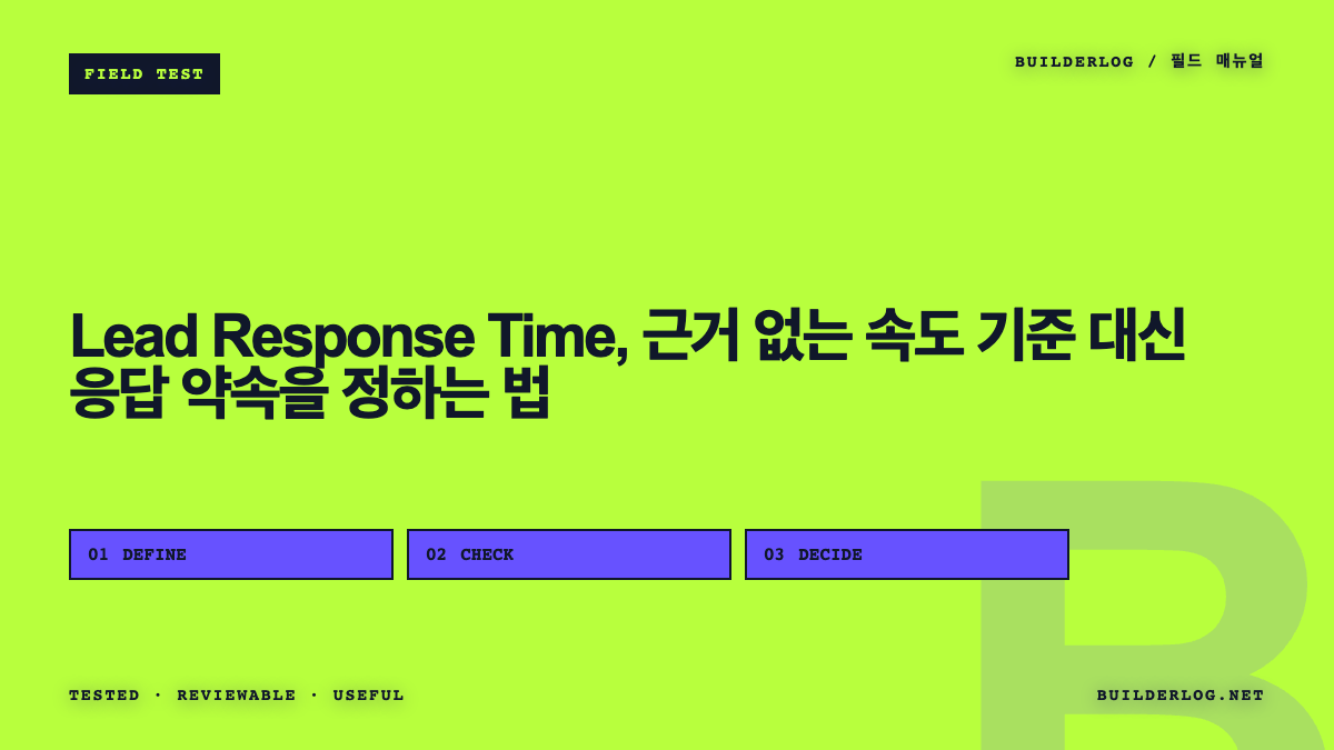 Lead Response Time, 근거 없는 속도 기준 대신 응답 약속을 정하는 법