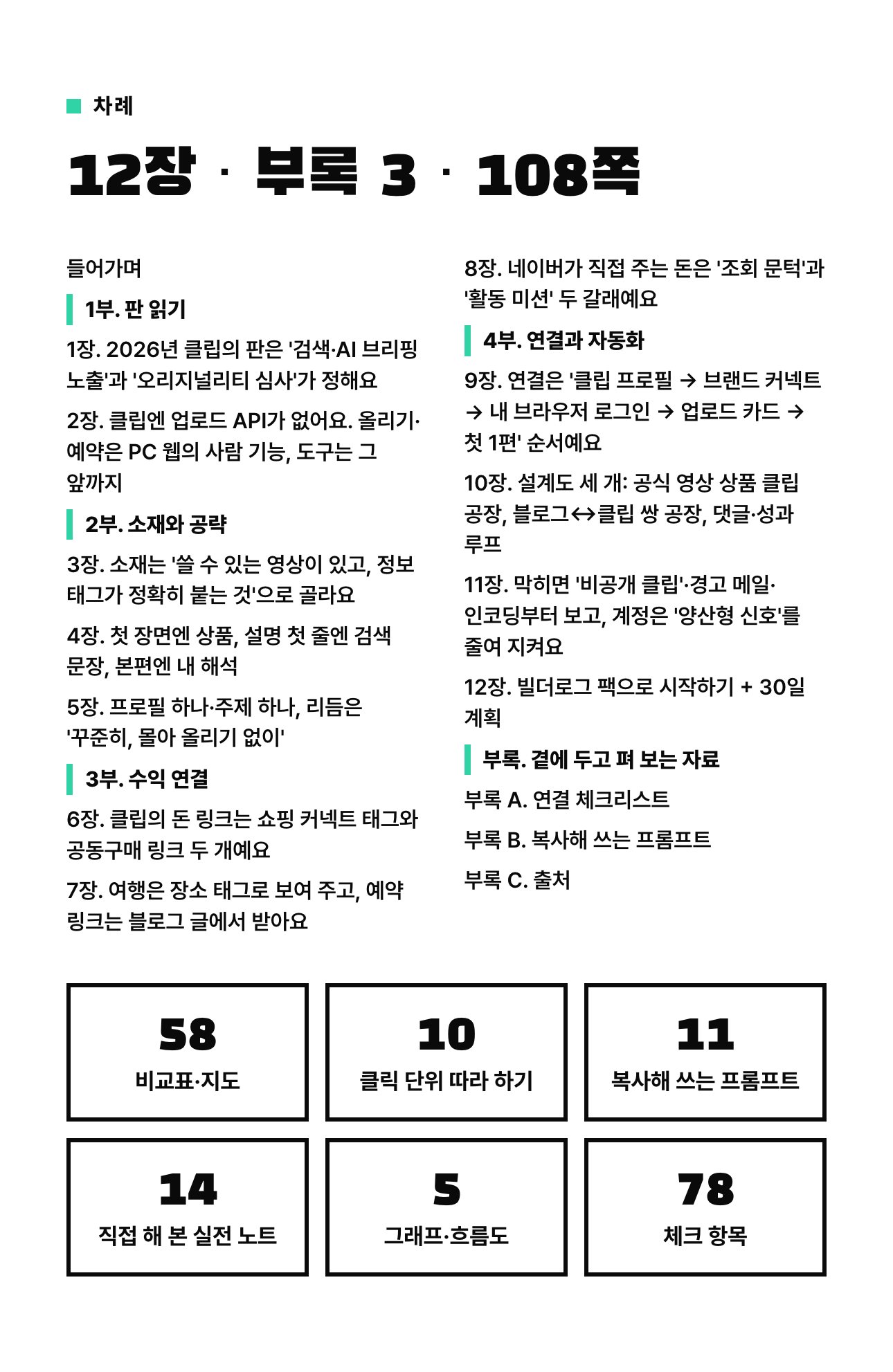 네이버 클립 자동화 심화편 상세 6: 차례와 구성 숫자
